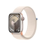 Apple Watch Series 9 (41 mm GPS + Cellular) Smartwatch avec boîtier en Aluminium et Boucle Sport lumière stellaire. Suivi de l’activité Physique, apps Oxygène sanguin et ECG, Neutre en Carbone