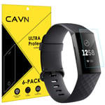 CAVN 6Pack Compatible with Fitbit Charge 3/Charge 4 Screen Protector, Full Coverage Flexible Protective Film Screen Cover Saver Ultra Clear Anti-Bubble Screen Protector for Charge 3