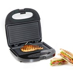 Geepas Panini Sandwich Press, 750W 2 Slice Sandwich Toaster Maker | Non-Stick Plates, Grill Maker & Griddle Toasty Maker | Stainless Steel Panini Press, Cord-Warp for Storage | 2 Year Warranty, Black