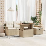 s 6-delade trädgårdsoffas med kuddar Beige Poly Rott