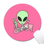 Computer Alien Round Mouse Pad,Printed Rubber Desk Accessories Mouse Mat