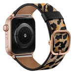 Apple Watch Series 8 45mm Armband i äkta läder, Leopard