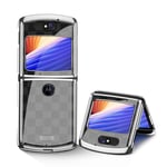 MingMing Case for Motorola Razr 5G Cases Ultra-Thin PC + 9H Tempered Glass Phone Cover for Motorola Razr 5G, Grid Grey