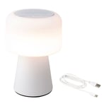 LED-lampa med Bluetooth-högtalare och strådlös laddare Lumineo 894417 Vit 22,5 cm Laddningsbar