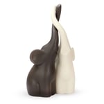 Elephant Figurines Ceramic Ornament Loving Elephants Slate Grey & Cream M&W