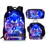 Sonic 2 student skolväska Barn måltid väska pennväska tre delar set Sonic backpack 1 set