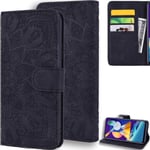 DodoBuy Case for Samsung Galaxy M30s, Mandala Pattern Magnetic Flip Cover Wallet PU Leather Bag Packet Stand with Card Slots - Black