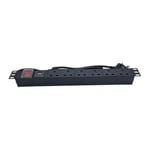 Powercool 1U PDU Horizontal Type 6Way Surge Protector 1.8m, UK Plug