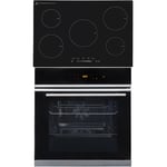 SIA BISO6SS Premium 60cm Black 10 Function Built-in Single Electric True Fan Oven & INDH75BL 5 Zone Glass Induction Hob