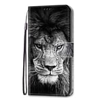 Thoankj For Motorola Moto E7 Case Shockproof, PU Leather Wallet Book Flip With Card Slots Magnetic Closure Kickstand Full Protection Cover Compatible with Motorola E7 Phone Case Lion
