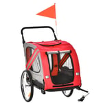 Rootz Dog Buggy - Hundvagn - Pet Buggy - Pet Bike Trailer - Hundvagn - Säkerhetskoppelreflektorer - Röd - 140cm x 72,5cm x 108cm