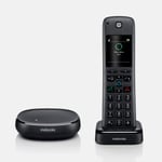 Motorola Axh01 Cordless Phone with Alexa Built-In and Call Block for landline Calls, Alexa calling and Skype Calls and Voice Control of All Alexa Enabled Smart Home Accessories - 1 Cordless Handset
