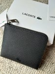 Genuine LACOSTE Black LEATHER Zipped CARD HOLDER Wallet NH3272CE IN BOX L80