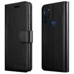 iCatchy For Motorola Moto G8 Phone Wallet Book Leather Case Black
