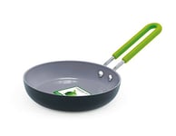 GreenPan Mini Healthy Ceramic Nonstick 12.7 cm Round Egg Frying Pan, PFAS Free, Induction, Stay-Cool Stainless Steel Handle, Oven Safe up to 180 °C, Black & Green