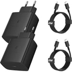 45W USBC Snabbladdare Android Telefonladdare med Typ-C Kabel för Samsung Galaxy S24 S23 S22 S21 Ultra/ A53 A54/A73/note/iphone15/ipad 2PC,black 1.5m data cable