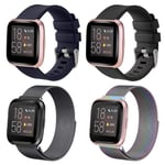 SINPY Replacement Wristband for Fitbit Versa 2 Strap,4-Pack Mixed Metal Magnetic Wriststraps/Silicone Watch Bands Compatible with Fitbit Versa/Fitbit Versa Lite