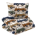 Bilar Retro/Beige Barn Bäddset Enkeltäcke 150x210 Redlunds
