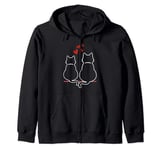 Funny Cute Heart Cat Valentines Day Cat Lover Cat Owner Zip Hoodie
