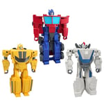 Transformers Pack de 3 Autobots 1-Step-Flip, Figurines Wheeljack, Bumblebee et Optimus Prime de 10 cm