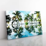 Big Box Art Palm Tree Reflections in Mauritius Canvas Wall Art Print Ready to Hang Picture, 76 x 50 cm (30 x 20 Inch), White, Green, Turquoise, Greige, Olive, Green