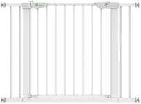 VOUNOT Barrière de Sécurité Extensible 100-108cm Fermeture Auto et Magnétique sans Perçage Barrière à Pression pour Bébé et Chiens pour escaliers et Porte Hauteur 74cm Métal Blanc