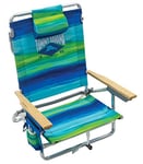 Tommy Bahama Backpack Beach Chair, Aluminum, Blue, Green, 23" x 25.25" x 31.5"