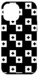iPhone 15 Pro Max White Black Squares Crosses Checkerboard Geometry Pattern Case