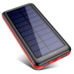 iPosible Solar Power Bank 26800mAh Solar Charger [Type-C & Micro USB Input] Fast Charging Portable Charger External Battery Pack with 2 USB Outputs for iPhone, iPad, Android, Tablets and More