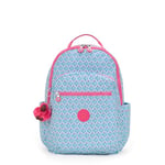 Kipling Seoul, Large Backpack, 20.5 x 35 x 44 cm, Dreamy Geo C (Blue)