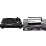 Pioneer DJ PLX-500-K Direct Drive DJ Turntable, Black & Acc-Sees APV015 Pro Vinyl Carbon Fibre Vinyl Cleaning Brush - Anti-Static, silver, 2.0 cm*12.0 cm*14.0 cm