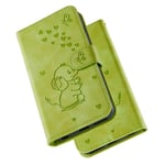 Tiyoo SAMSUNG A20 Phone Case Elephant Butterfly Pattern Folding Stand PU Leather Wallet Flip Phone Cover for Samsung a20 with Card Slots, Magnetic Closure(Green)