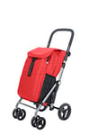 Carlett - Chariot de courses,Chariot de supermarché pliable avec 4 roues,résistant à la pluie, grande capacité de 25kg,un sac principal de 53L,un sac thermique de 9L et une poche arrière-Couleur Rouge