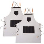 2 Pack Apron for Men Women, Chef BBQ Grill Work Shop Aprons with Adjustable Strap, Apron Bib,White
