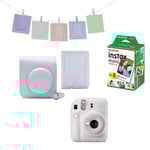 Fuji - Instax Mini 12 Instant Camera BUNDLE Pack - Clay White