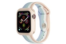 Hsmy Accessoires pour Apple Watch Bracelet en silicone avec coque de protection apple watch series 6/ se/ 5/ 4 44mm - multicolore#10(taille l)