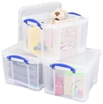 Really Useful Box 3 x 35L Plastic Storage Boxes - Clear