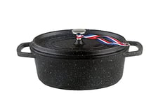 KAMBERG - 0008198 - Cocotte Ø 30 cm Ovale Noire - Fonte d'aluminium - Revêtement pierre - Tous feux dont induction - Sans PFOA