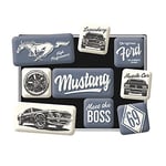 Nostalgic-Art Ford Mustang Retro Fridge Magnets - Boss - Gift Idea for Car Accessories Fans, Magnetic Set for Magnetic Board Vintage Design 9 Pieces