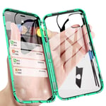 Magnetic Phone Case iphone 11 Pro Max Double Side Front Back Tempered Glass Cover Holder Clear Screen 360 Magnetic Absorption Shockproof Metal TPU Ultra-Thin Case (iPhone 11 Pro Max, Green)