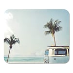 Mousepad Computer Notepad Office Vintage Car Parked on The Tropical Beach Seaside with Surfboard Roof Leisure Trip Home School Game Player Computer Worker Inch