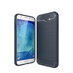 AUSKAS Soft Phone Case, For Galaxy J7 (2017) (US Version) Brushed Carbon Fiber Texture Shockproof TPU Protective Cover Case(Black) (Color : Navy Blue)