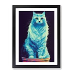 Street Cat Framed Print for Living Room Bedroom Home Office Décor, Wall Art Picture Ready to Hang, Black A2 Frame (62 x 45 cm)