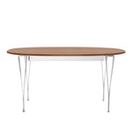 Fritz Hansen - B620 Superellips Utdragbart, Valnötsfanér, Krom - Matbord - Arne Jacobsen,Bruno Mathsson,Piet Hein