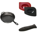 Lodge 26.04 cm / 10.25 inch Cast Iron Round Skillet/Frying Pan + Lodge Pan Scrapers + Lodge Hot Handle Holder