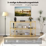 3-vånings TV-skåp TV-ställ för TV-apparater upp till 65 tum guld 140 x 41 x 82 cm