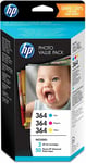 Original HP 364 Ink Cartridges Cyan Magenta Yellow w/ 50 Photo Paper Value Pack