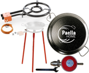 46cm Enamelled Paella Pan + 30cm 2 Ring Gas Burner + Propane Regulator +Legs Set