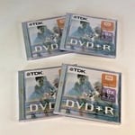 4x TDK DVD+R Blank Discs 4.7GB/120 Min DVD Recordable 1-8x speed New & sealed