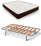 HOGAR24 ES Lit Complet | Sommier Basic + Matelas Dream Flex 13 | Ensemble de Pieds avec Pince de 25 cm | Dimensions : 80 x 190 cm